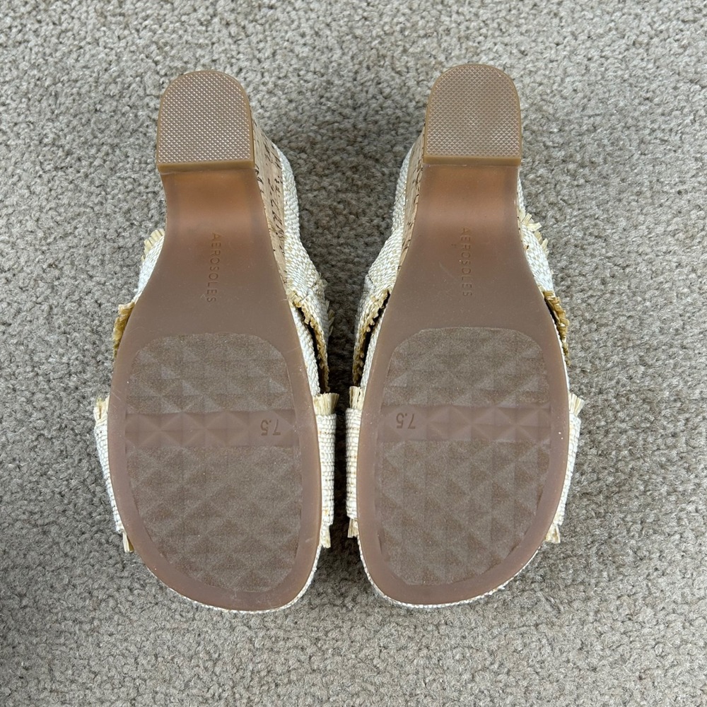 AEROSOLES Natural Straw Wedge Sandals - Picture 5 of 12
